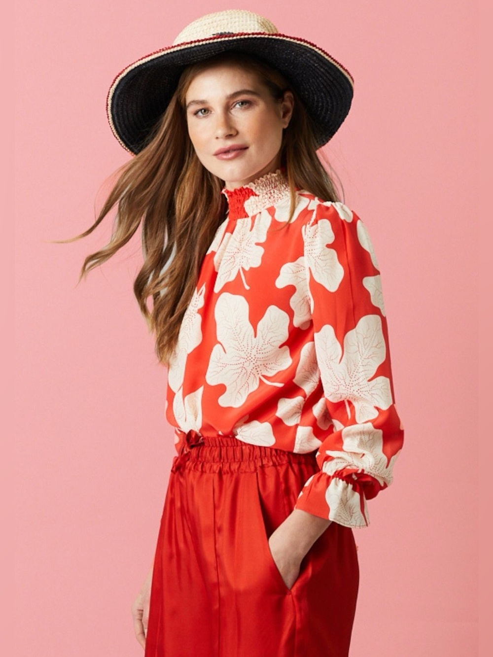 Tucker NYC l Stella Top l Vibrant Verdant in Red